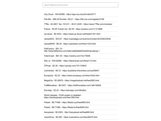 Hacxx Balances and Accounts screenshot