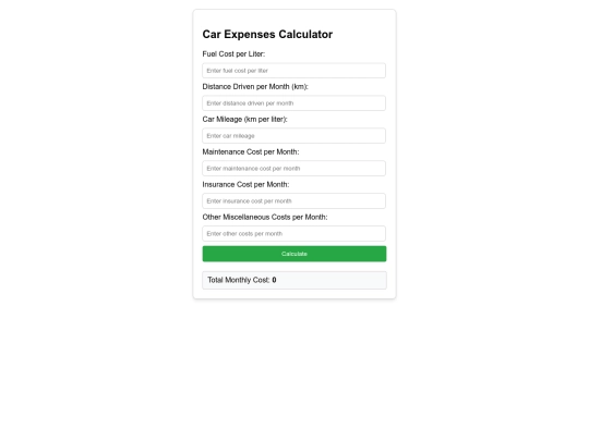 Hacxx Car Expenses Calculator screenshot