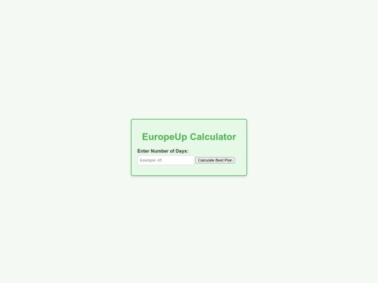 Hacxx EuropeUp Premium Plan Calculator screenshot