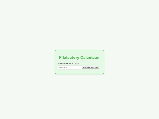 Hacxx Filefactory Premium Plan Calculator screenshot