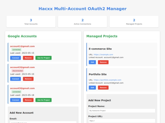 Hacxx Multi-Account OAuth2 Manager screenshot