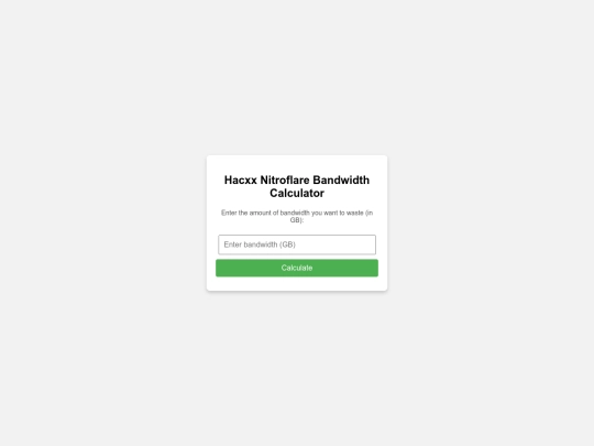 Hacxx Nitroflare Bandwidth Calculator screenshot