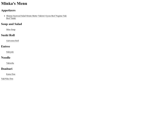 menu screenshot