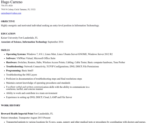 Resume screenshot