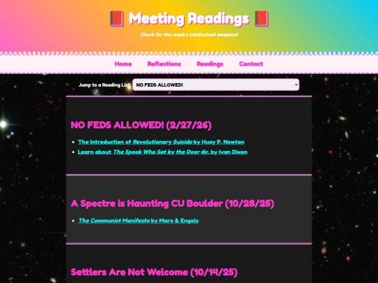 readings screenshot