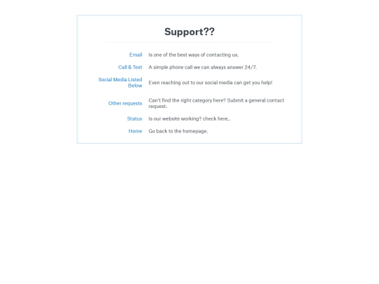 support screenshot