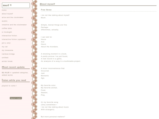 writing portfolio/about myself screenshot