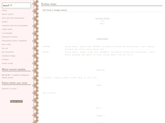 writing portfolio/coffee talks screenshot
