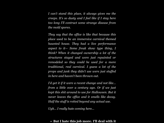 writing portfolio/experimental fiction screenshot