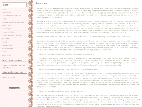 writing portfolio/jell-o shot screenshot