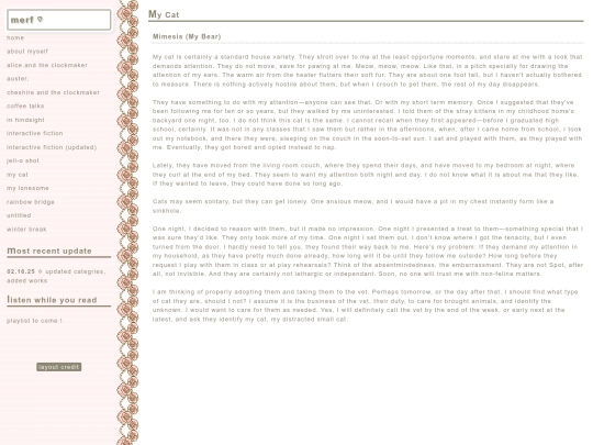 writing portfolio/my cat screenshot