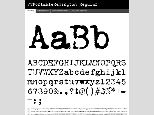 theboiler/text/webfont/vtremingtonportable-demo screenshot