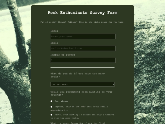 test/survey screenshot
