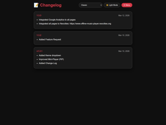 changelog screenshot