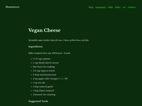 recipes/vegan-cheese screenshot