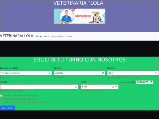 Turnos veterinaria lola screenshot