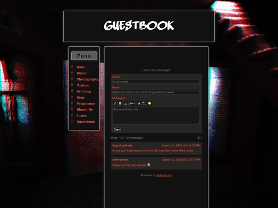 guestbook screenshot