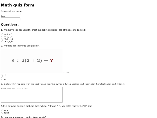 mathquiz screenshot