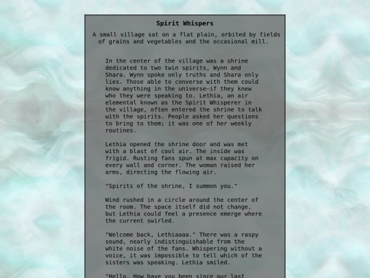 oneshots/spiritwhispers screenshot