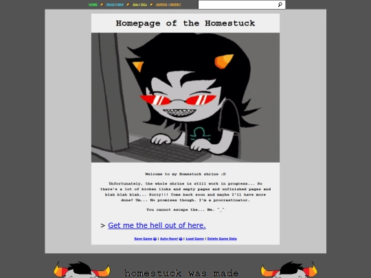 shrines/homestuck/home screenshot