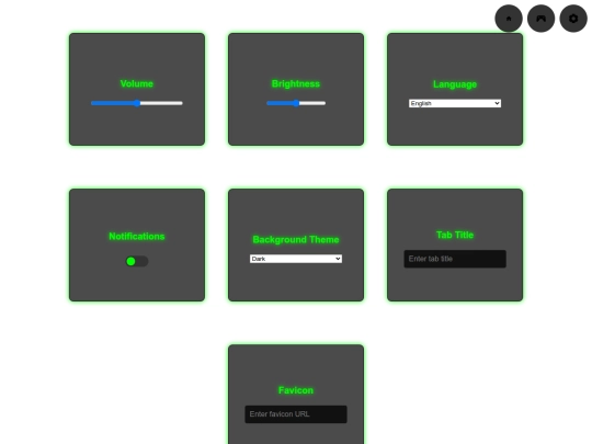 settings screenshot