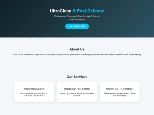 UltraClean_Pest_Defense_Website screenshot