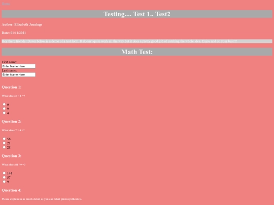 mathTest/mathForm screenshot