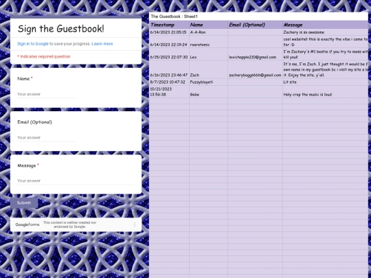 guestbook screenshot