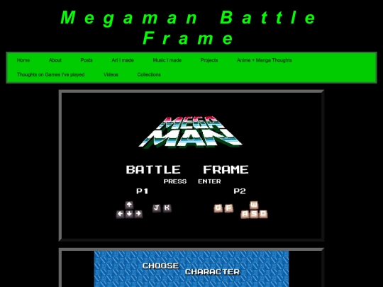 SubPages/ProjectPages/MegaManBattleFrame screenshot