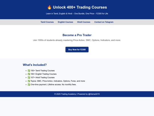 trading website screenshot