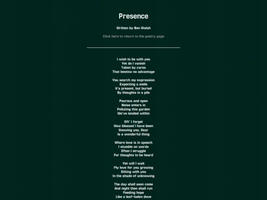 poems/presence screenshot