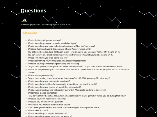 questions screenshot