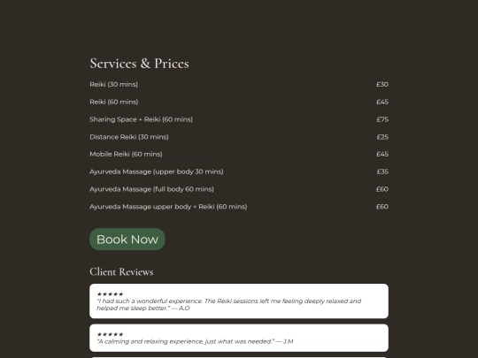 prices screenshot