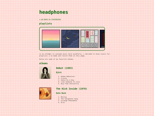 fieldnotes/music screenshot