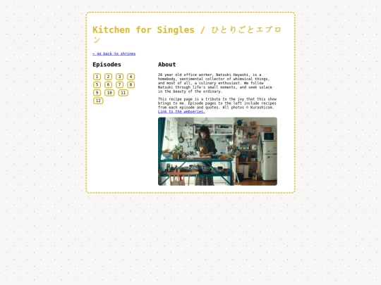 shrines/kitchen-for-singles screenshot