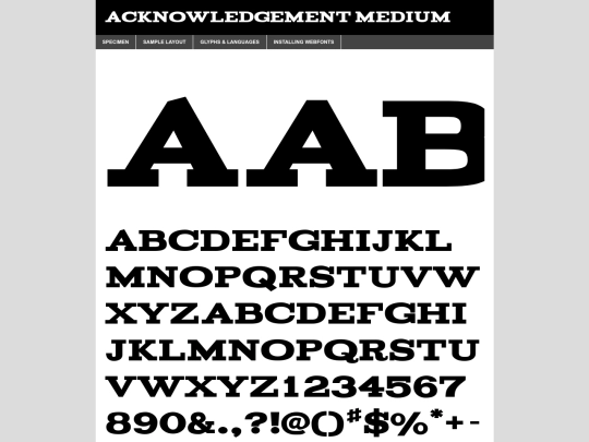 fonts/acknowledgement-demo screenshot