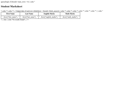 Marksheet screenshot