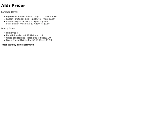 Aldipricer screenshot