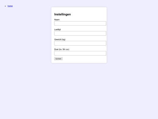 instellingen screenshot