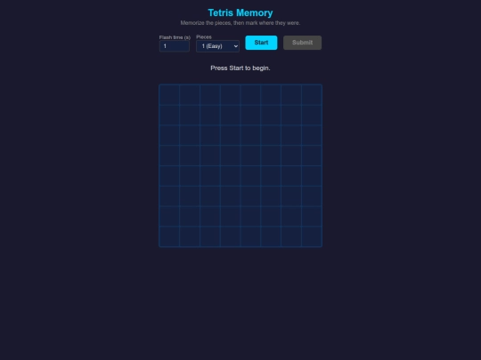 tetris-memory screenshot