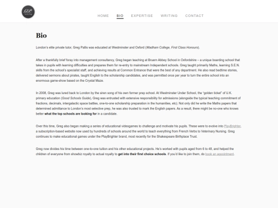 website/bio screenshot