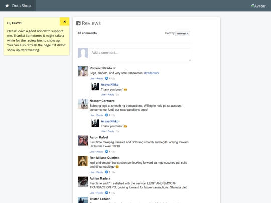 reviews screenshot
