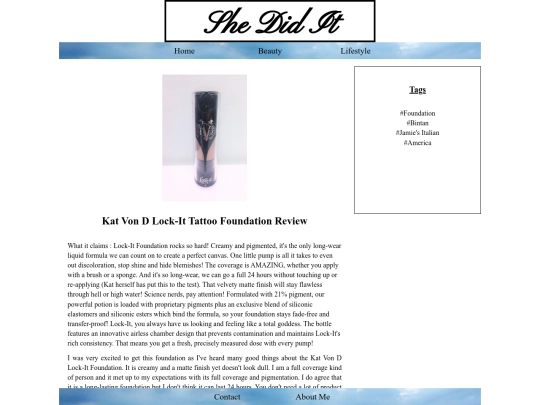 Kat Von D Lock-It Tattoo Foundation Reveiw screenshot