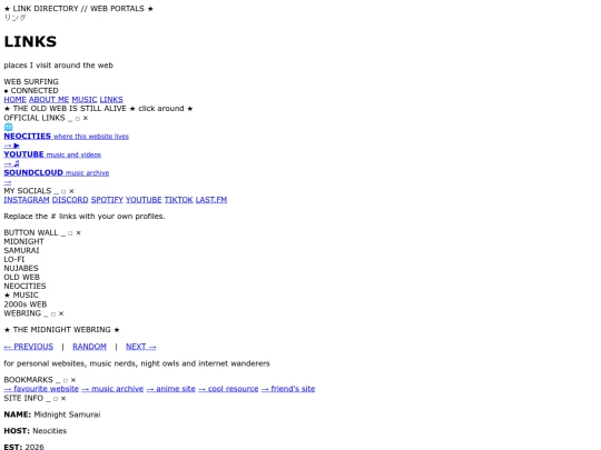 links screenshot