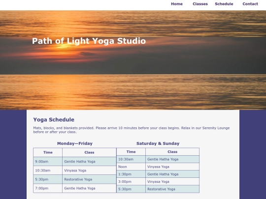 schedule screenshot