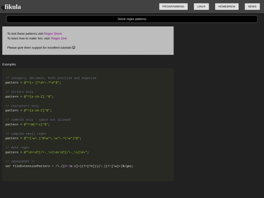 subpages/homebrew/regexpatterns screenshot
