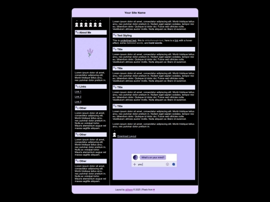 creativespages/coding/layouts/layout1/lavenderdreams screenshot