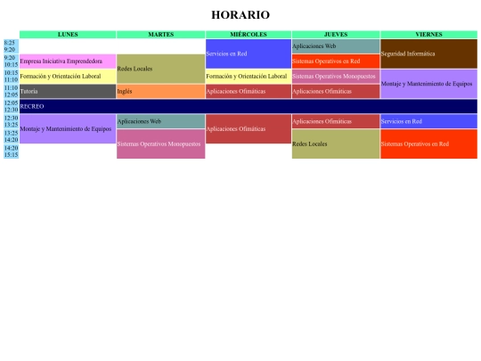 horario/horario screenshot