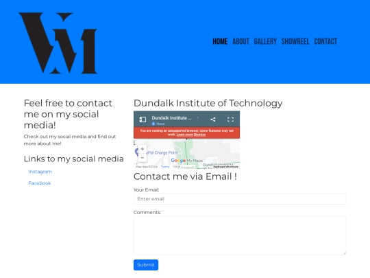 CA03-Portfolio website/contact screenshot
