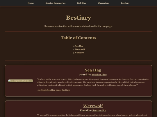 bestiary screenshot